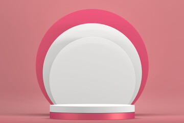 Pink podium minimalist mockup for podium display. 3D rendering