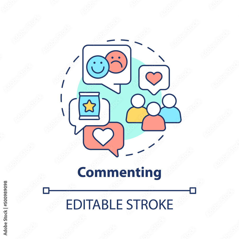 Poster commenting concept icon. communication function abstract idea thin line illustration. expressing opi