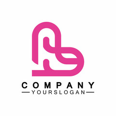 Fototapeta premium Initial letter B love heart logo design