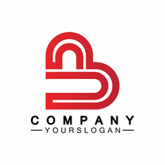 Initial letter B love heart logo design