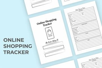 Fototapeta premium Online shopping tracker KDP interior. Shopping information tracker and balance checker interior. KDP interior log book. Daily online shopping information and customer info tracker template.
