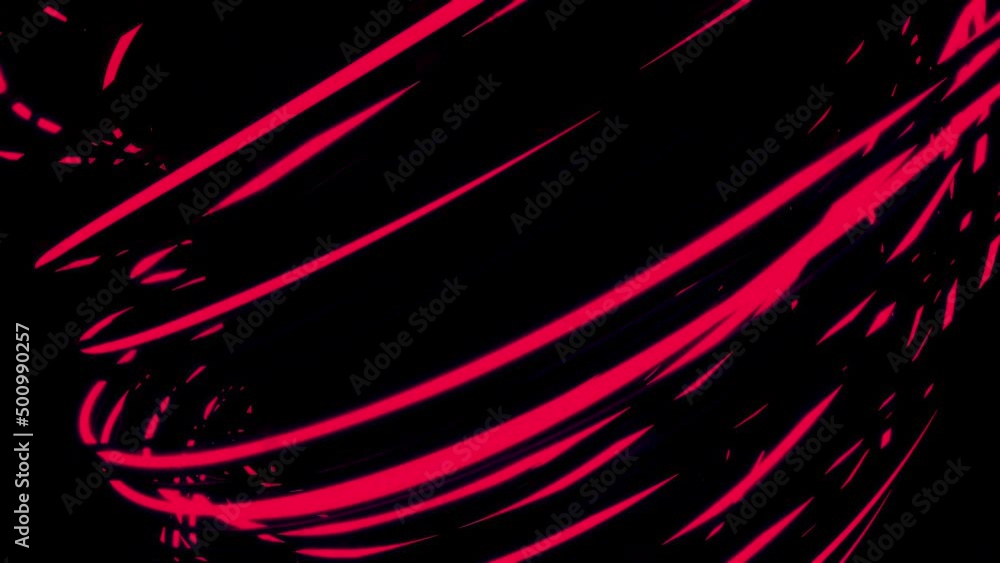 Poster rotating 3d vortex with neon lines on black background. design. side view of rotating 3d vortex. pow
