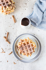 Churro waffles with sugar 