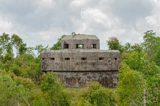 Japanese pillbox of WW2 located near Namlea Airport, Indonesia