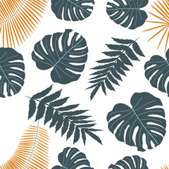 Fototapeta na wymiar Abstract background of leaves. Beautiful seamless paper art illustration with colorful tropical palm leaves background. Leaf pattern. Natural flower pattern.