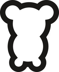 Graphic sign depicting a little bear. Black and white icon