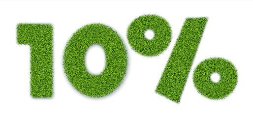 10 percent with grass texture realistic vector eps10