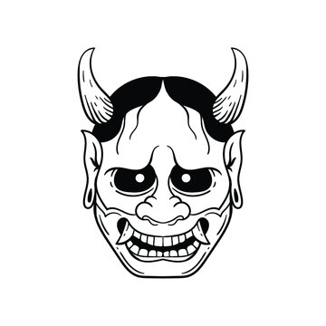 hand drawn devil face vintage doodle illustration for tattoo stickers poster etc