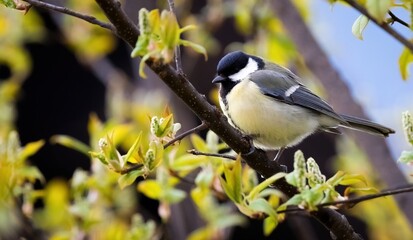 great tit on branch