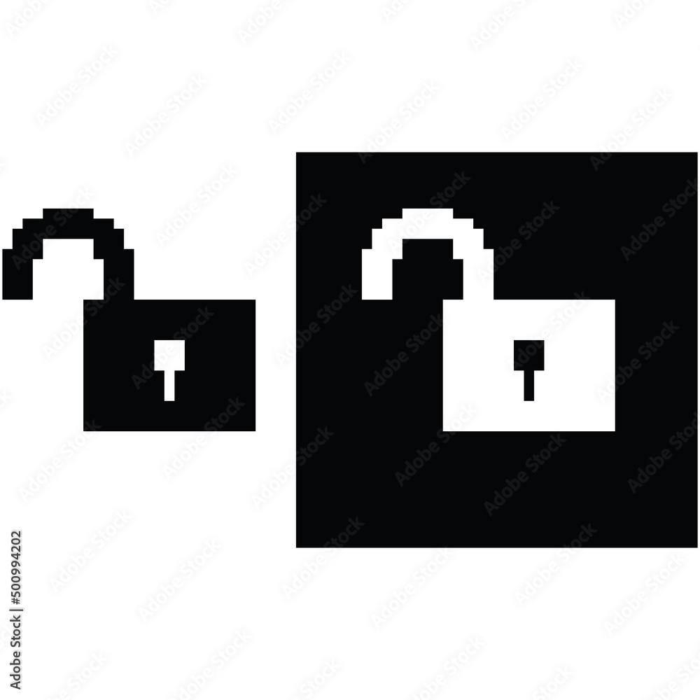 Poster pixel lock icon vector pixel art for 8 bit game