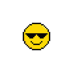 pixel art smile icon vector game 8 bit  pixel Emoticon icon