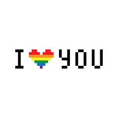  pixel i love you heart Gay  LGBT pride rainbow chat icon vector  pixel art 8 bit 