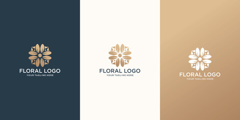 creative of abstract palm logo design with circle concept, minimalist line art, and business card.