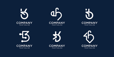 collection of initial letter b design inspiration. set b logo template with abstract concept line.