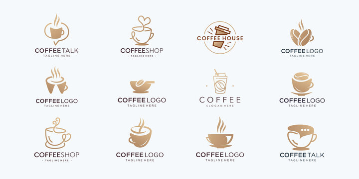 coffee logo set design inspiration. coffee cup, badge vintage, coffee shop, illustration coffee logo