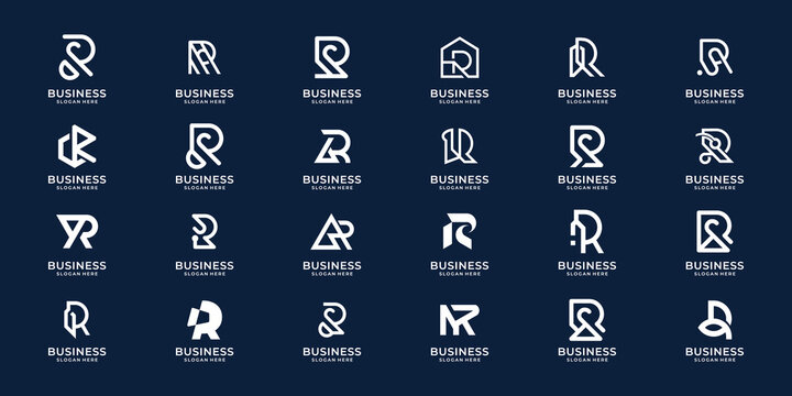collection of monogram letter R logo template. inspiration initial letermark r design for business.