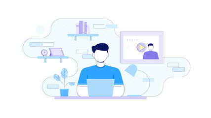 Flat illustration of online courses