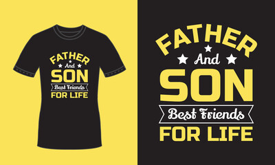 Yellow father and son typography t shirt for happy fathers day premium vector