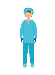 doctor in protective uniform