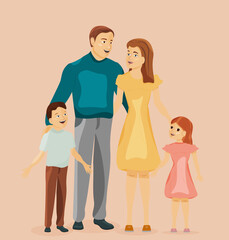 Illustration Family: mom, Dad, daughter and son.  International holiday Family Day, Children's Day, Parents' Day. Banner for the post