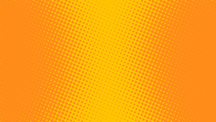 Orange and yellow superhero background in pop art comics book style. Cartoon halftone backdrop dot design, vector illustration eps10