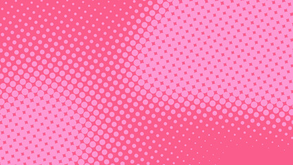 .Baby pink pop art comics book background with dotted halftone design. Retro superhero backdrop, vector illustration eps10