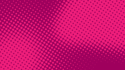 Pink and magenta superhero background in pop art comics book style. Cartoon halftone backdrop dot design, vector illustration eps10 - obrazy, fototapety, plakaty