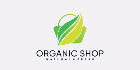 Organic shop or market logo design template for buisness company Premium Vector