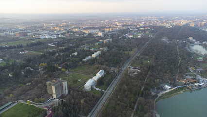 Top view of the park and lake