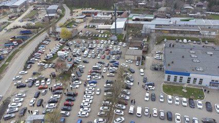 Top view of Pyatigorsk and the car market