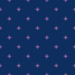 Pattern Vector. Blue and pink background with purple abstract flowers