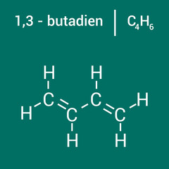 chemical structure of 1,3 - butadiene (C4H6)