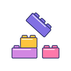 Vector illustration of cartoon blocks on white background.