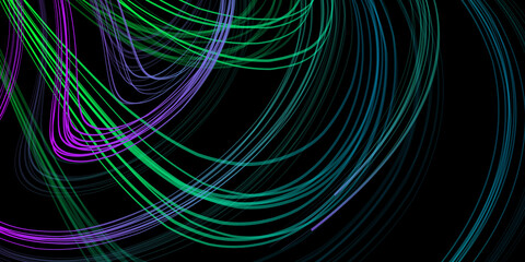 Abstract geometric illustration of doodle waves felt-tip pen with gradient on dark background. Abstract gradient background. Cover, wallpaper, flyer design.