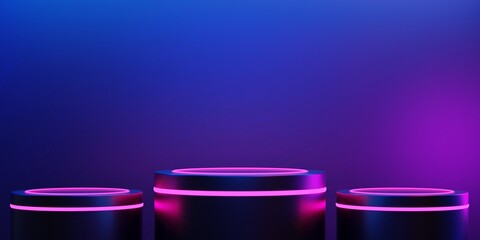 abstract backgound of scifi gaming cyberpunk, vr virtual reality simulation, scene stand pedestal stage, 3d illustration