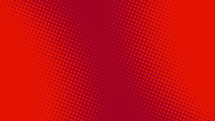 Crimson red pop art comics book background with dotted halftone design. Retro superhero backdrop, vector illustration eps10