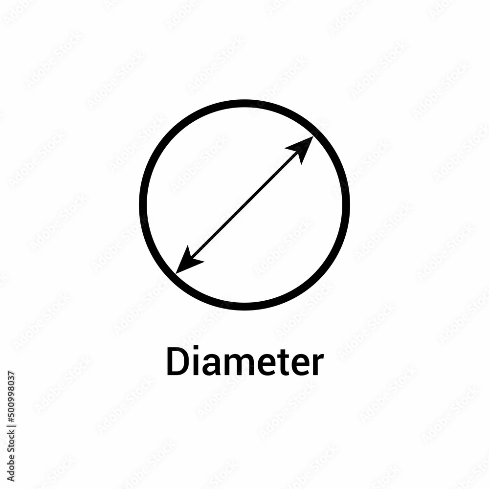 Sticker Diameter icon vector illustration in mathematics