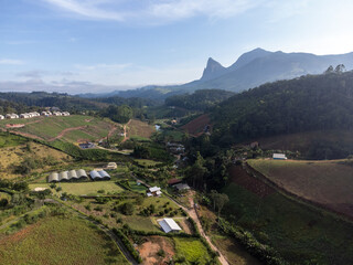 Wonderful valley in the middle of nature with some food production farms - Pedra Azul, Espirito Santo, Brazil