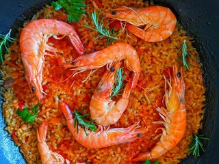 Paella with seafood