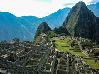 View of the citadel of Machu Picchu, Huayna Picchu mountain in Cusco - Peru