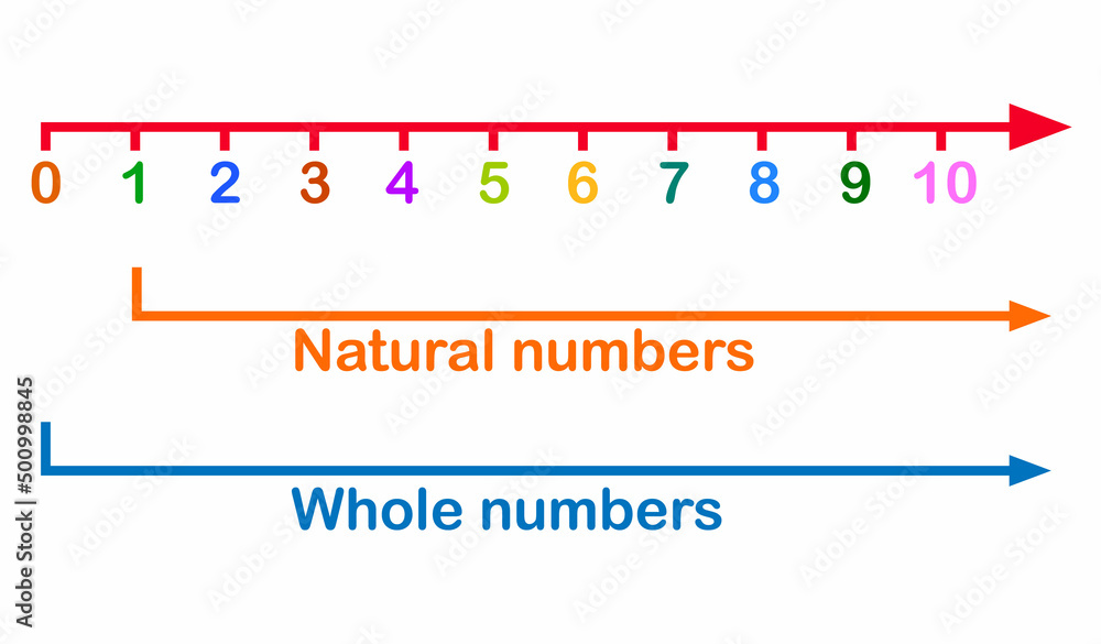 Poster natural numbers and whole numbers line