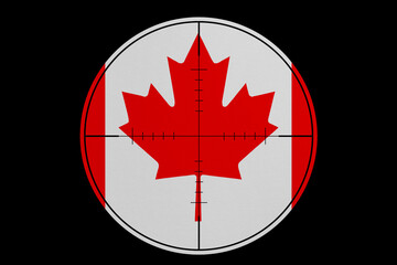 Obraz premium Sniper sight. Conceptual graphics in colors of national flag. Canada