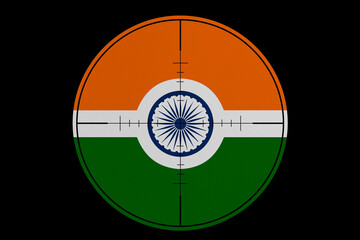 Sniper sight. Conceptual graphics in colors of national flag. India