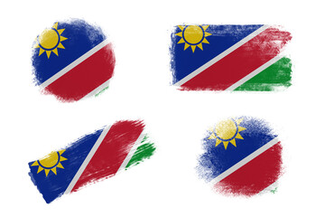 Sublimation backgrounds set on white background. Abstract shapes in colors of national flag. Namibia