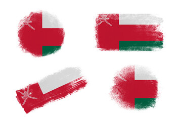 Sublimation backgrounds set on white background. Abstract shapes in colors of national flag. Oman