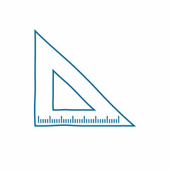 hand drawn of triangular ruler vector icon isolated on white background