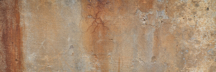 texture of old gray and orange grunge concrete wall for background, panoramic web banner