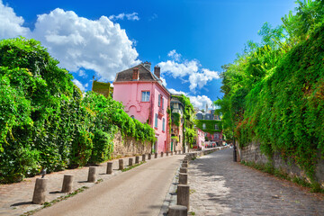 Street in quarter Montmartre in Paris