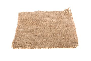 piece of burlap isolated on white background