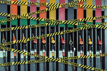 Gas station. Tape with the words 